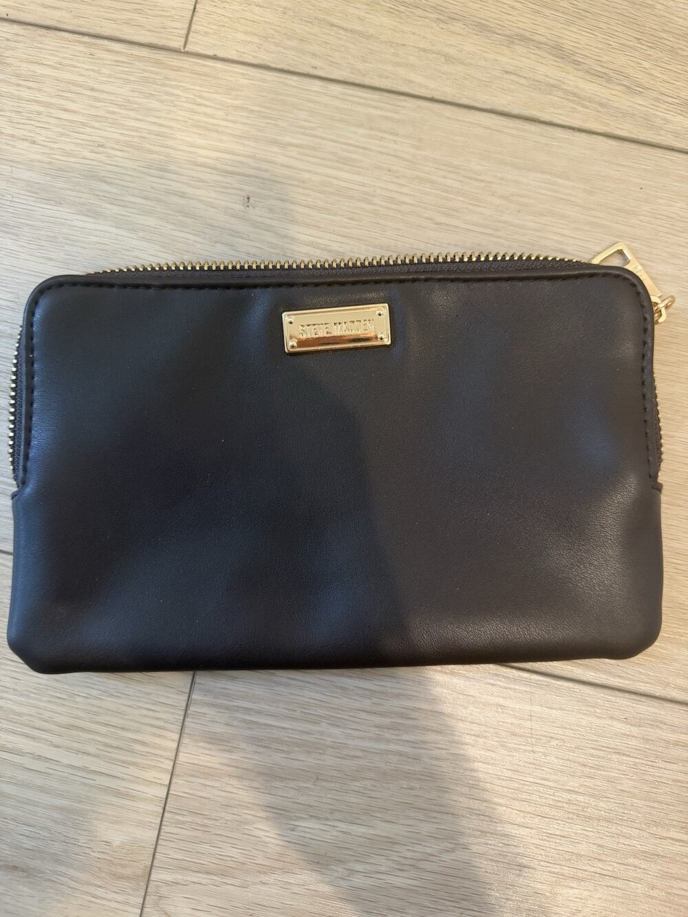 Steve Madden Black Zipper Makeup Bag Cosmetic Pouch Zippered Bag